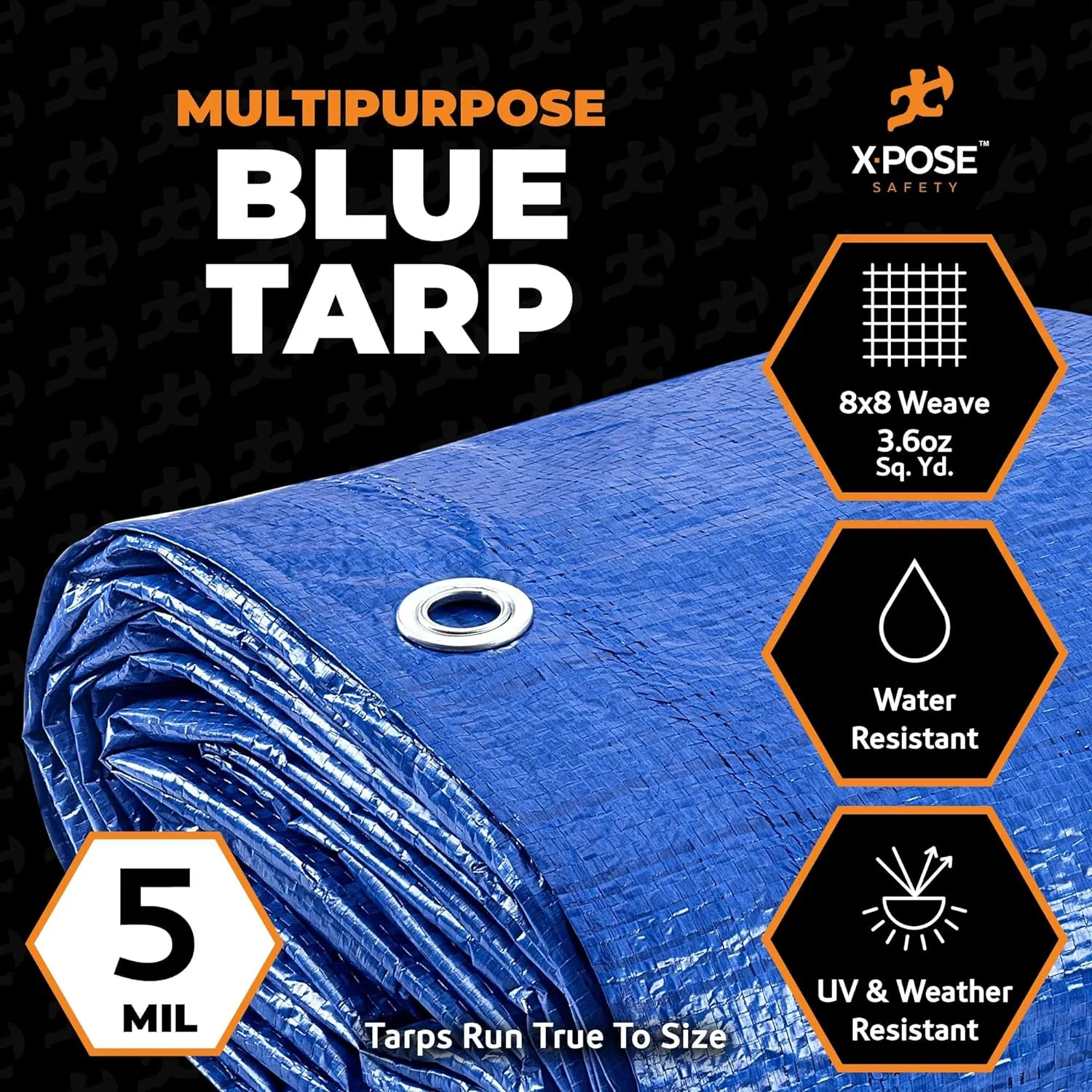 Better Blue Poly Tarp 15' x 20' - Multipurpose Protective Cover - Lightweight, Durable, Waterproof, Weather Proof - 5 Mil Thick Polyethylene - by Xpose Safety