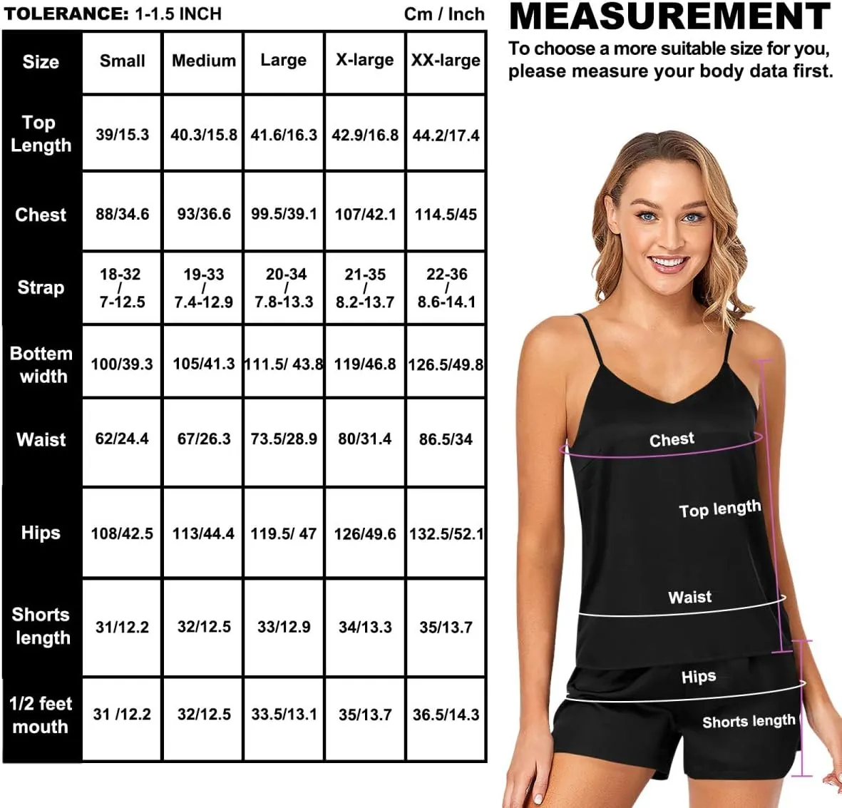 BGXW women's pajima sets - Sleepwear Satin Pajamas,Cami Shorts Set Nightwear