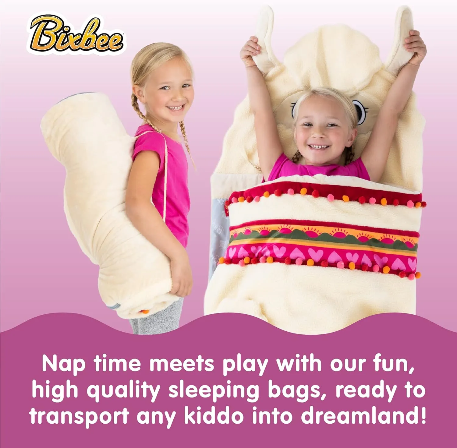 Bixbee Kids Sleeping Bag, Soft Sleepy Sack for Kids & Toddlers | Easy Roll Up Design for School, Daycare   Naptime, 60 x 22 Inches | Cozy Slumber Bag w Lining for Girls   Boys
