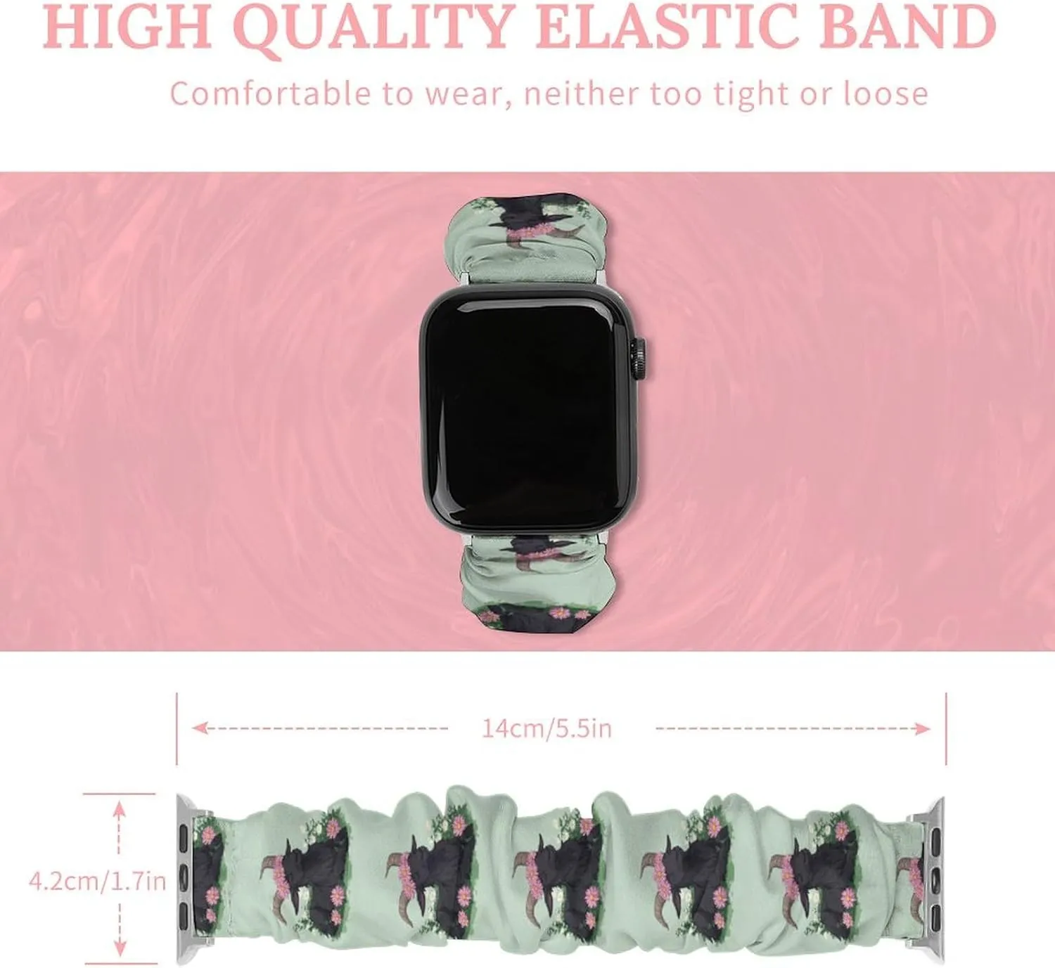 Black Goat Daisy Wreath Fashion Watch Strap Scrunchies Wristbands Compatible With IWatch Series