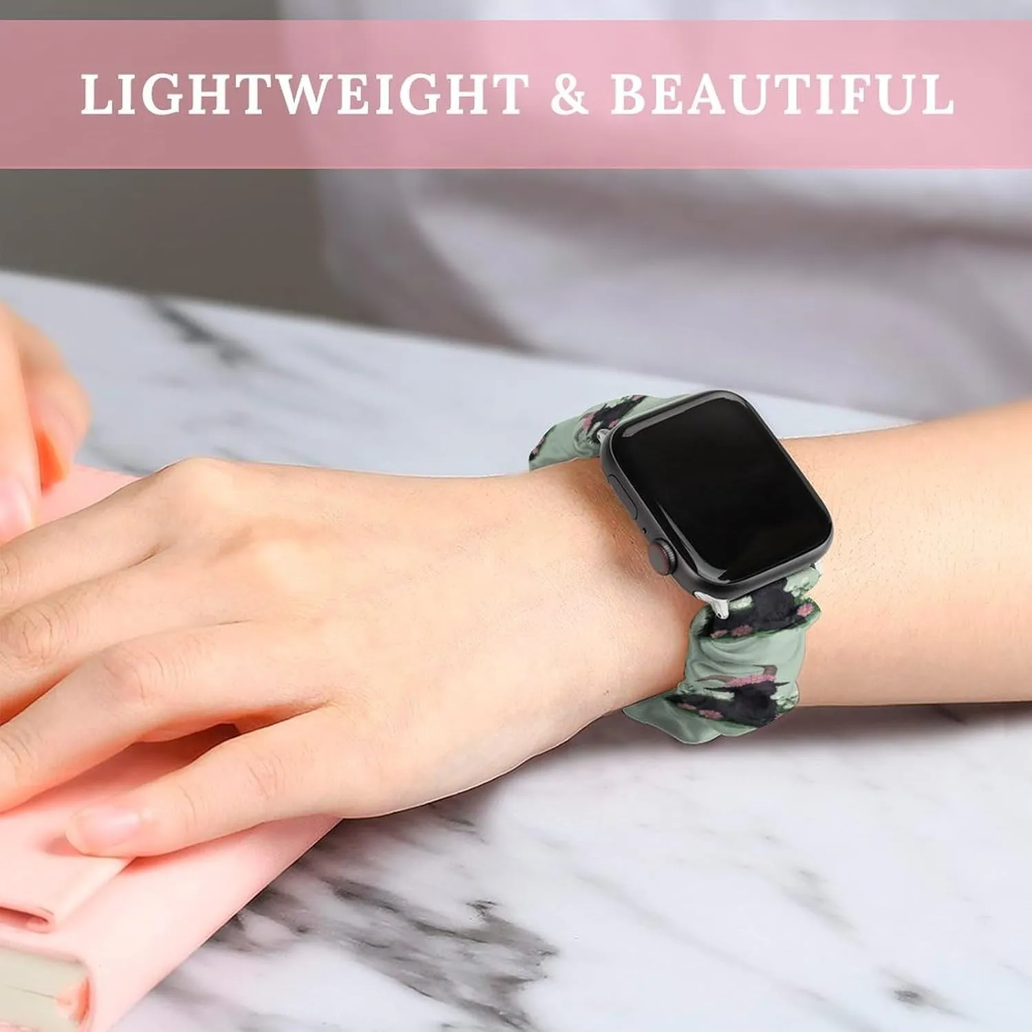 Black Goat Daisy Wreath Fashion Watch Strap Scrunchies Wristbands Compatible With IWatch Series
