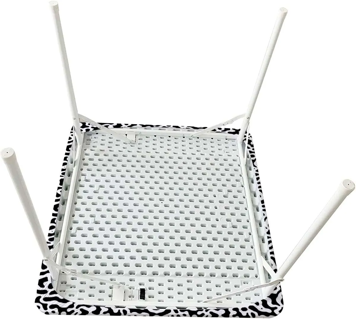 Black Grey Rectangle Tablecloth, with Black Spots Farm Life Animal Hide Pattern Washable Picnic Table Cover Indoor Outdoor Elastic Tablecloth Cow Print Fits up 5 Foot Tables