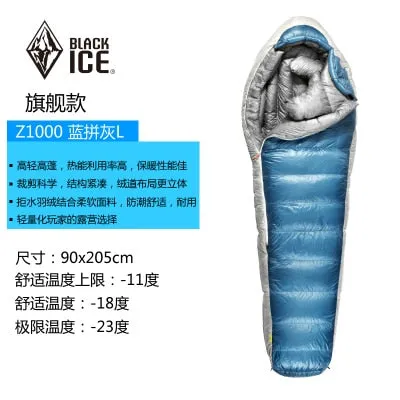 Blackice Zseries Gold Z1000 Mummy Single Ultra Light& Warm Waterproof Goose Down Splicing Sleeping Bag with Carrying Bag