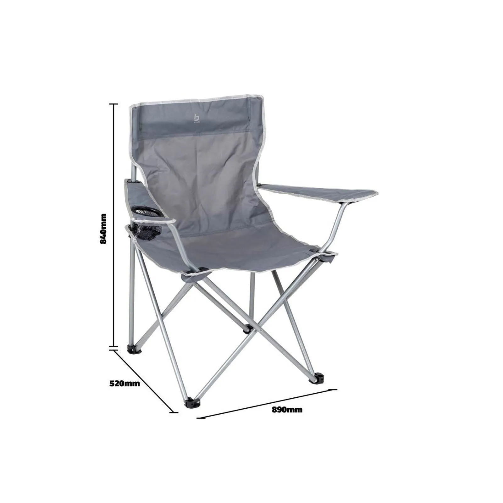 Bo-Camp Folding Chair Compact Steel Grey