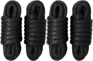 Boat Dock Lines & Ropes for Docking, 4 Pack 5/8" x 20ft Marine- Grade Double Braided Nylon Dock Line, Pre-Spliced with a 12" Eyelet, for Kayak Pontoon Boats Boat Dock Accessories