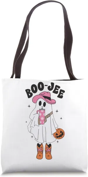 Boo-Jee Spooky Season Retro Ghost Western Halloween Boujee Tote Bag