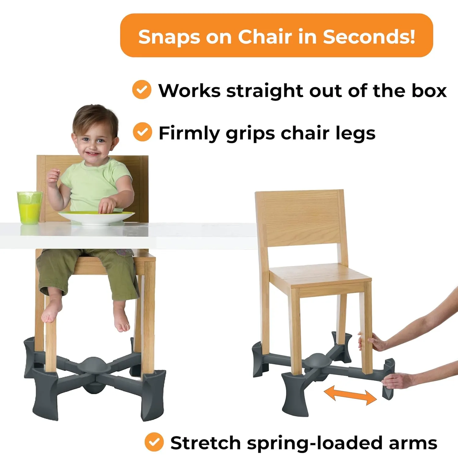 Booster Seat for Kitchen Chair, Charcoal - Goes Under The Chair - Portable Booster for Toddlers and Grown Ups