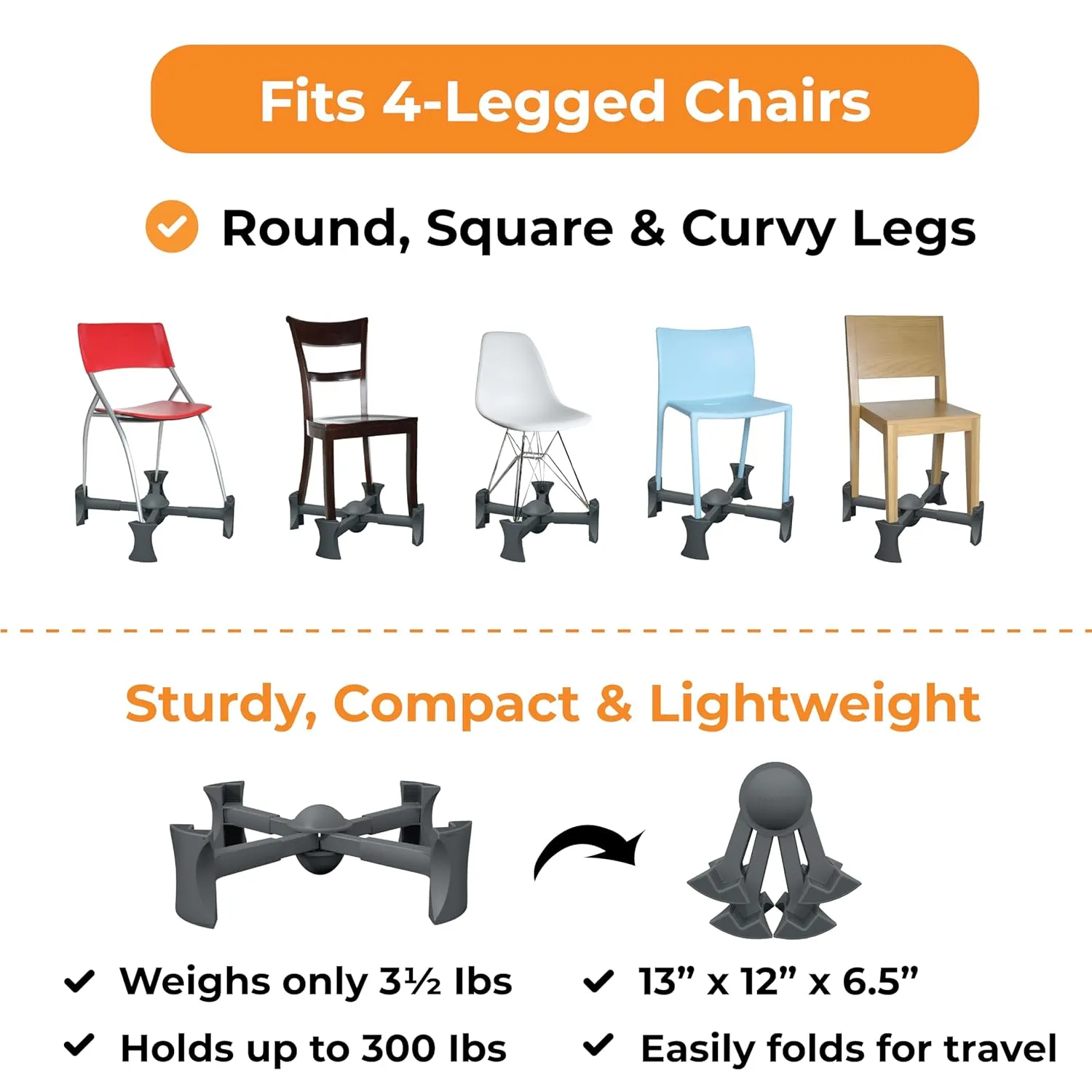Booster Seat for Kitchen Chair, Charcoal - Goes Under The Chair - Portable Booster for Toddlers and Grown Ups