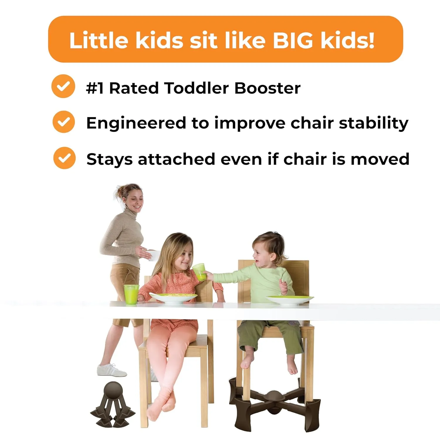 Booster Seat for Kitchen Chair, Chocolate - Goes Under The Chair - Portable Booster for Toddlers and Grown Ups