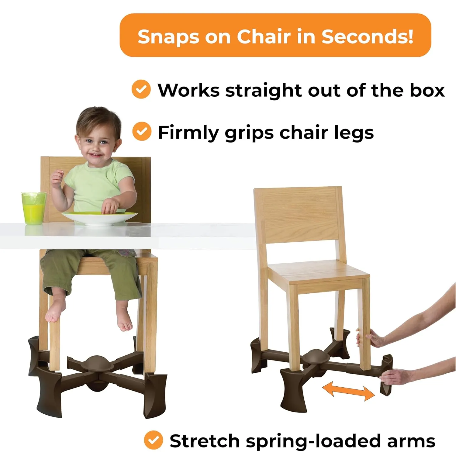 Booster Seat for Kitchen Chair, Chocolate - Goes Under The Chair - Portable Booster for Toddlers and Grown Ups