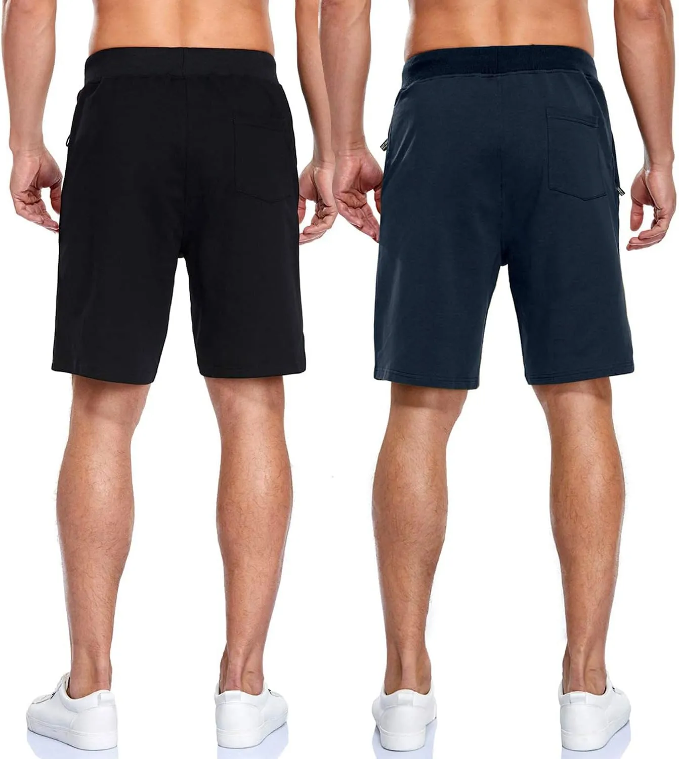 Boyzn Men's Athletic Shorts Comfortable Cotton Workout Shorts Elastic Waist Running Shorts with Zipper Pockets