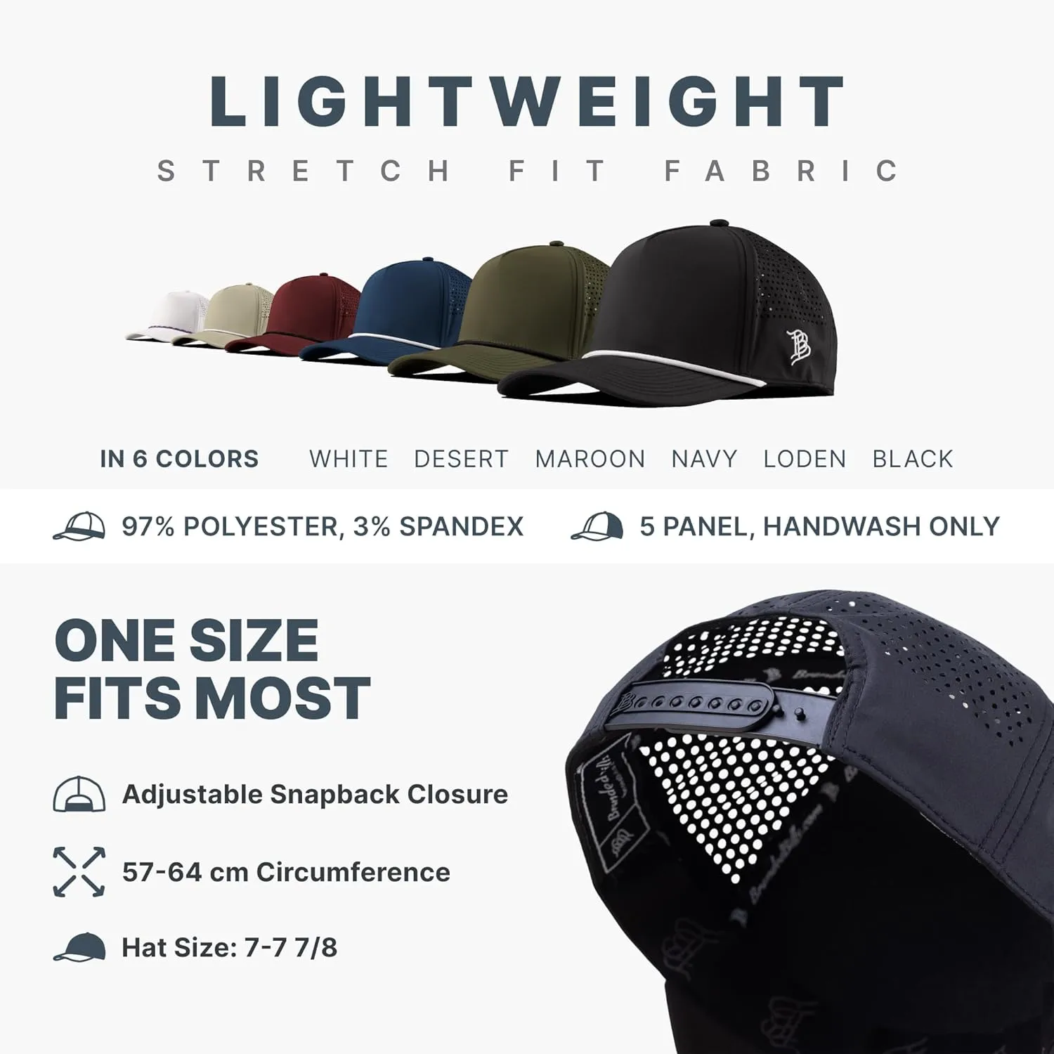 Branded Bills Sleep When You're Dead Skull Leather 5-Panel Performance, Lightweight, Comfortable Baseball Cap