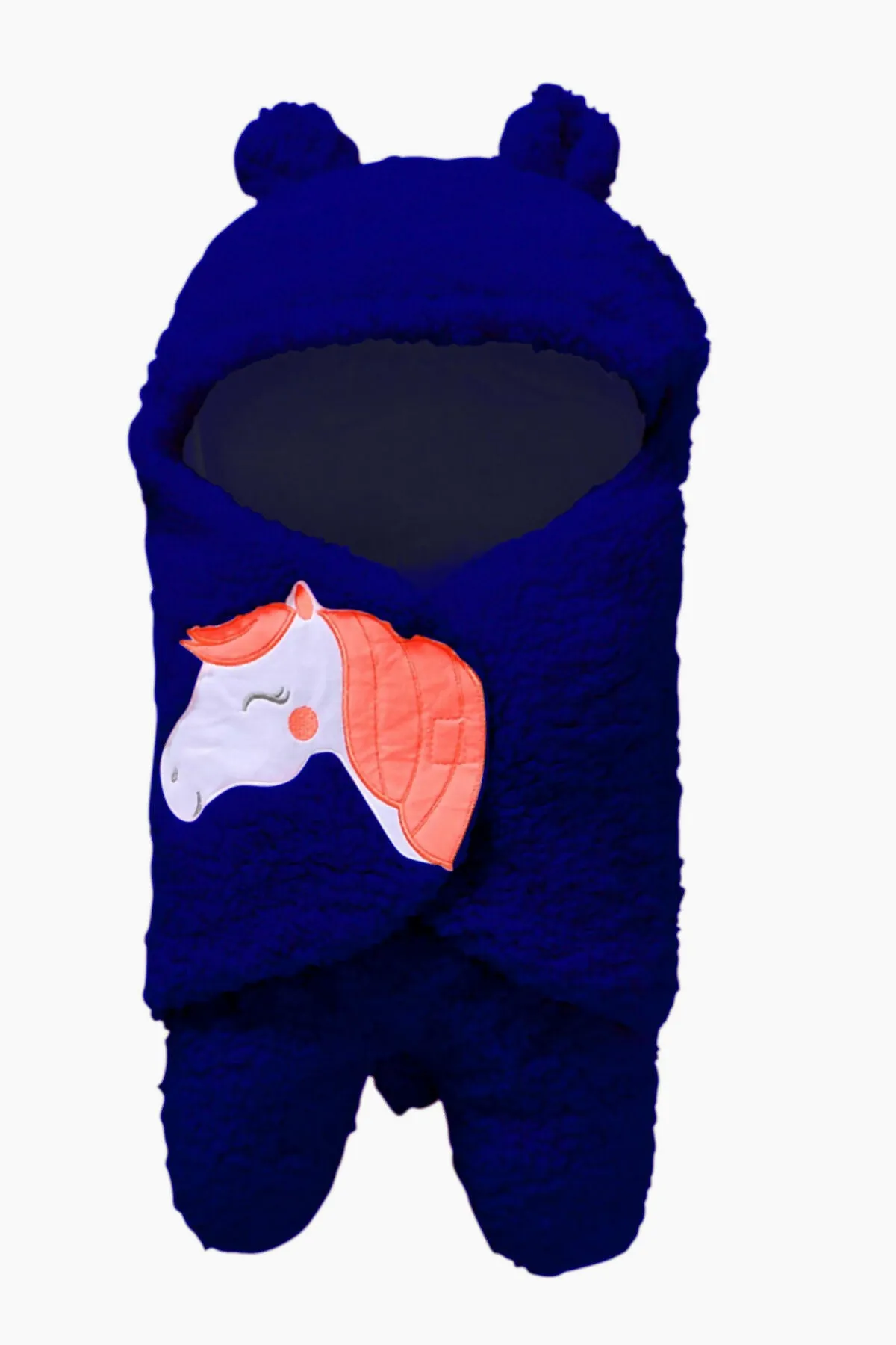 Brandon Newborn Super soft Fleece Hooded AC Blanket Wrapper - Pack of 1 (Navy blue)
