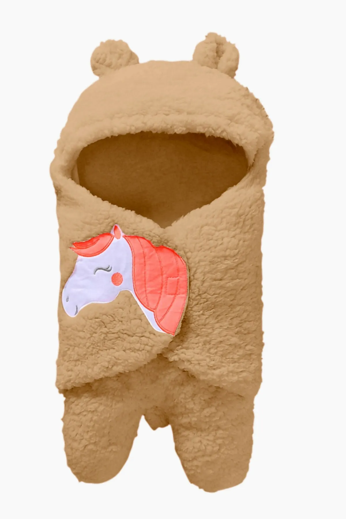 Brandon Newborn Super soft Fleece Hooded AC Blanket Wrapper - Pack of 1