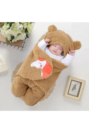 Brandon Newborn Super soft Fleece Hooded AC Blanket Wrapper - Pack of 1