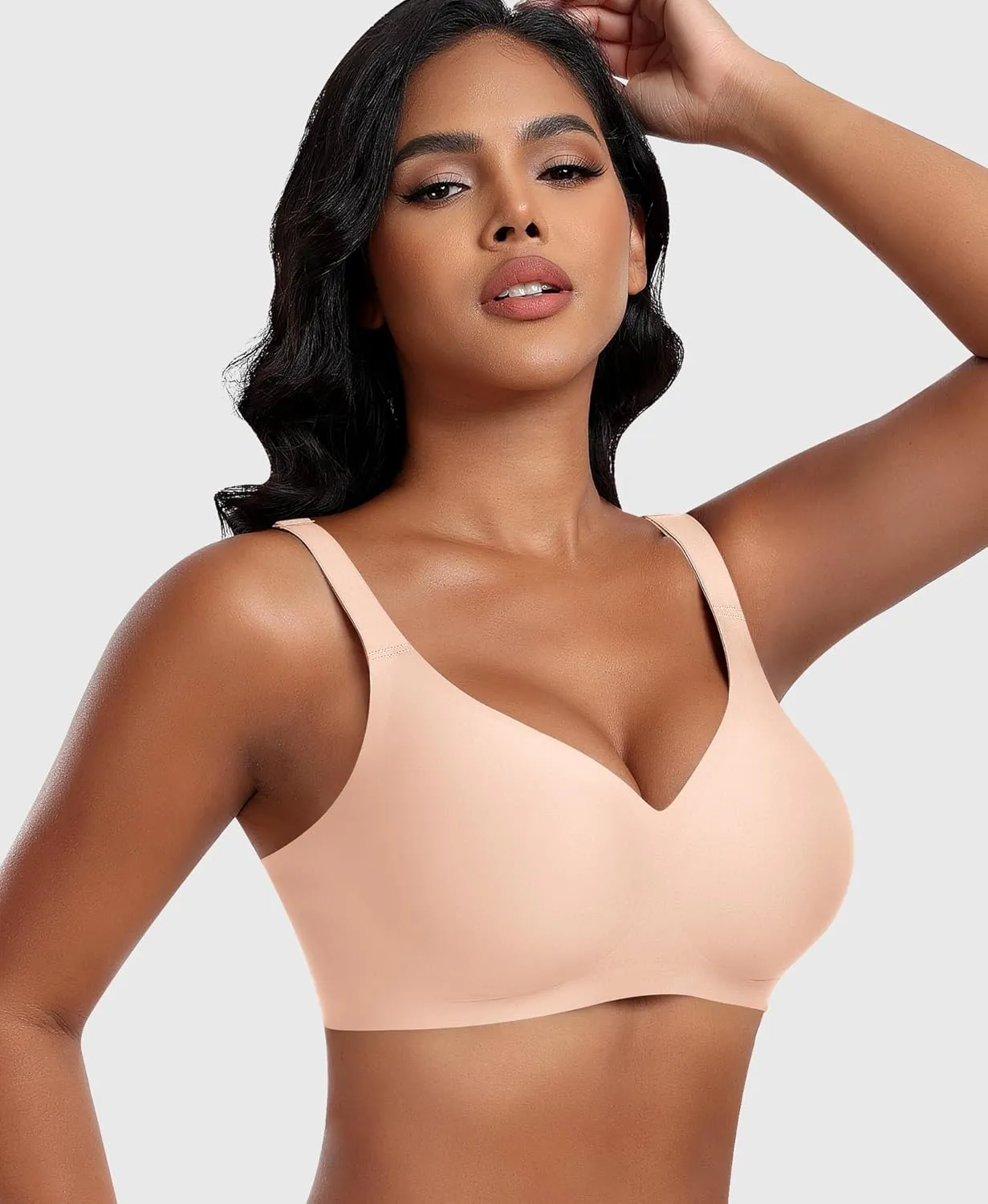 Bras for Women Wireless V Neck Push Up Seamless No Underwire Comfortable Plus Size Everyday Bra Bralettes with Extender