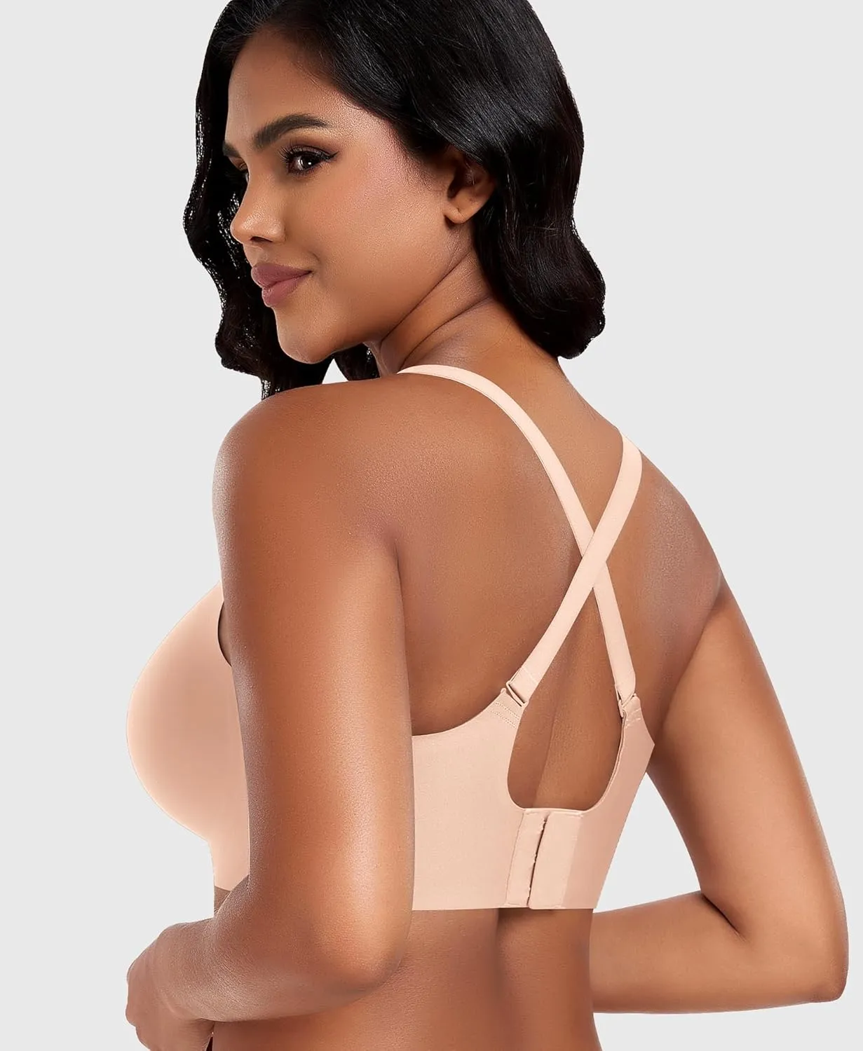 Bras for Women Wireless V Neck Push Up Seamless No Underwire Comfortable Plus Size Everyday Bra Bralettes with Extender