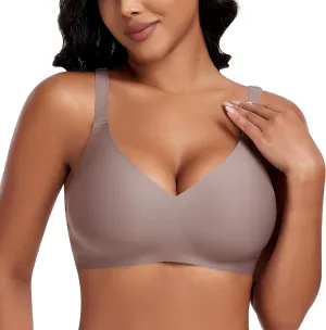 Bras for Women Wireless V Neck Push Up Seamless No Underwire Comfortable Plus Size Everyday Bra Bralettes with Extender