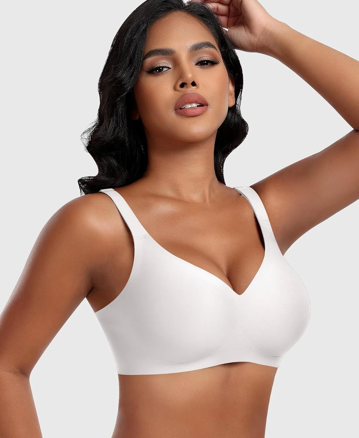 Bras for Women Wireless V Neck Push Up Seamless No Underwire Comfortable Plus Size Everyday Bra Bralettes with Extender