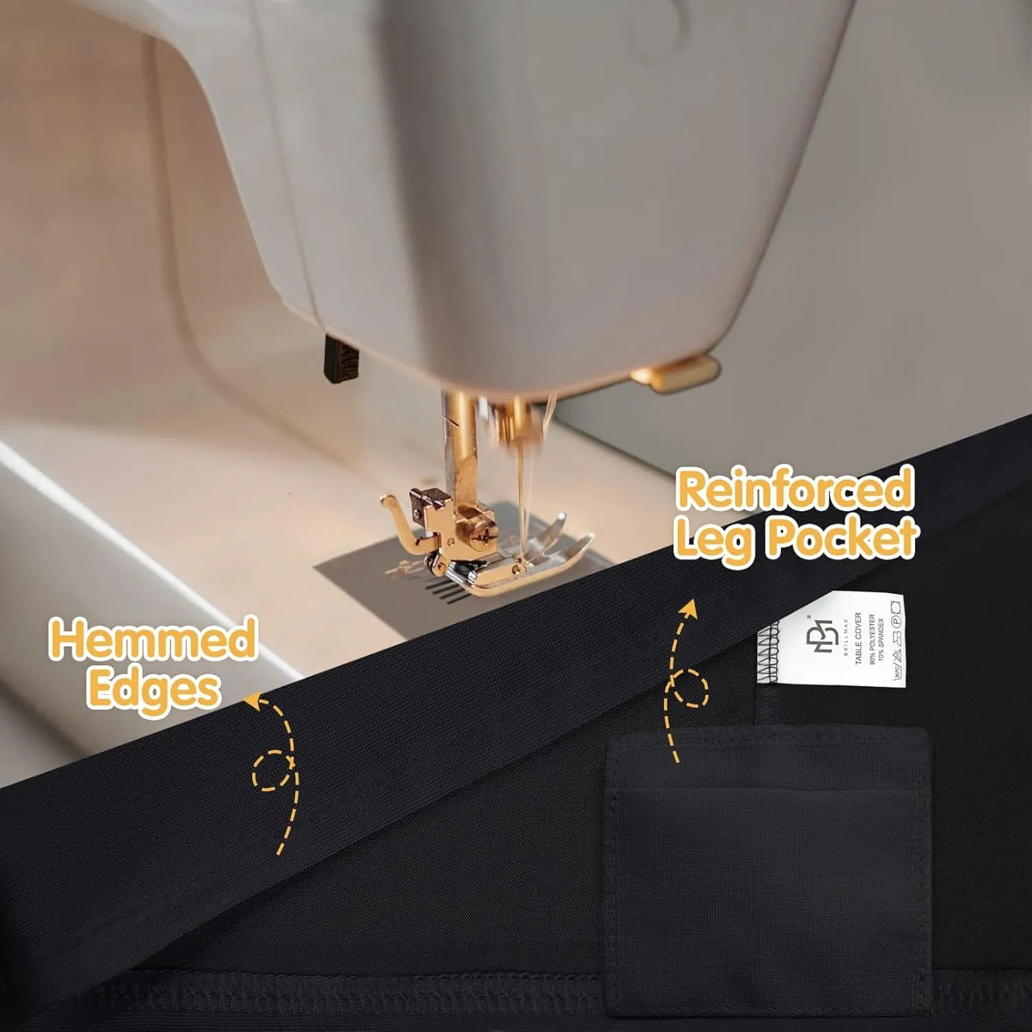 BRILLMAX 6 Pack Black Fitted Spandex Table Covers - 6ft Stretch Tablecloths for 6 Foot Rectangle Folding Cloths Rectangular Bulk Linen Fabric Elastic for Wedding Reception Banquet Birthday Party