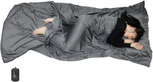 Browint Premium Sleeping Bag Liner with All Around Two-Way Zippers, 87"x41" Extra Wide Sleeping Sack for Hotel, Breathable Lightweight Travel Sheet, Multifunctional Bed Sheet for Camping, All Seasons