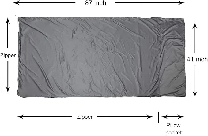 Browint Premium Sleeping Bag Liner with All Around Two-Way Zippers, 87"x41" Extra Wide Sleeping Sack for Hotel, Breathable Lightweight Travel Sheet, Multifunctional Bed Sheet for Camping, All Seasons
