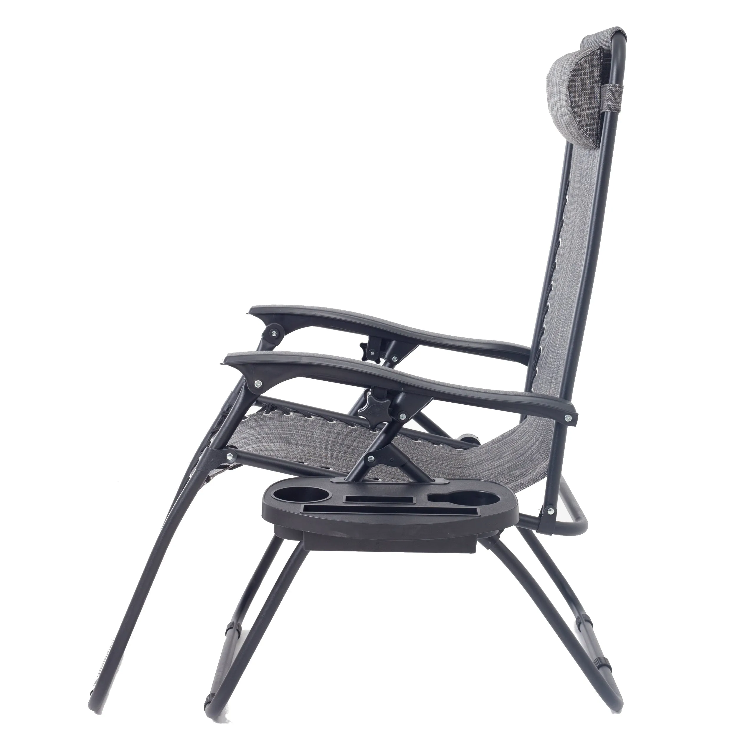 BTExpert Zero Gravity Chair Case Lounge Outdoor Patio Beach Yard Garden With Utility Tray Cup Holder Gray Set of 2