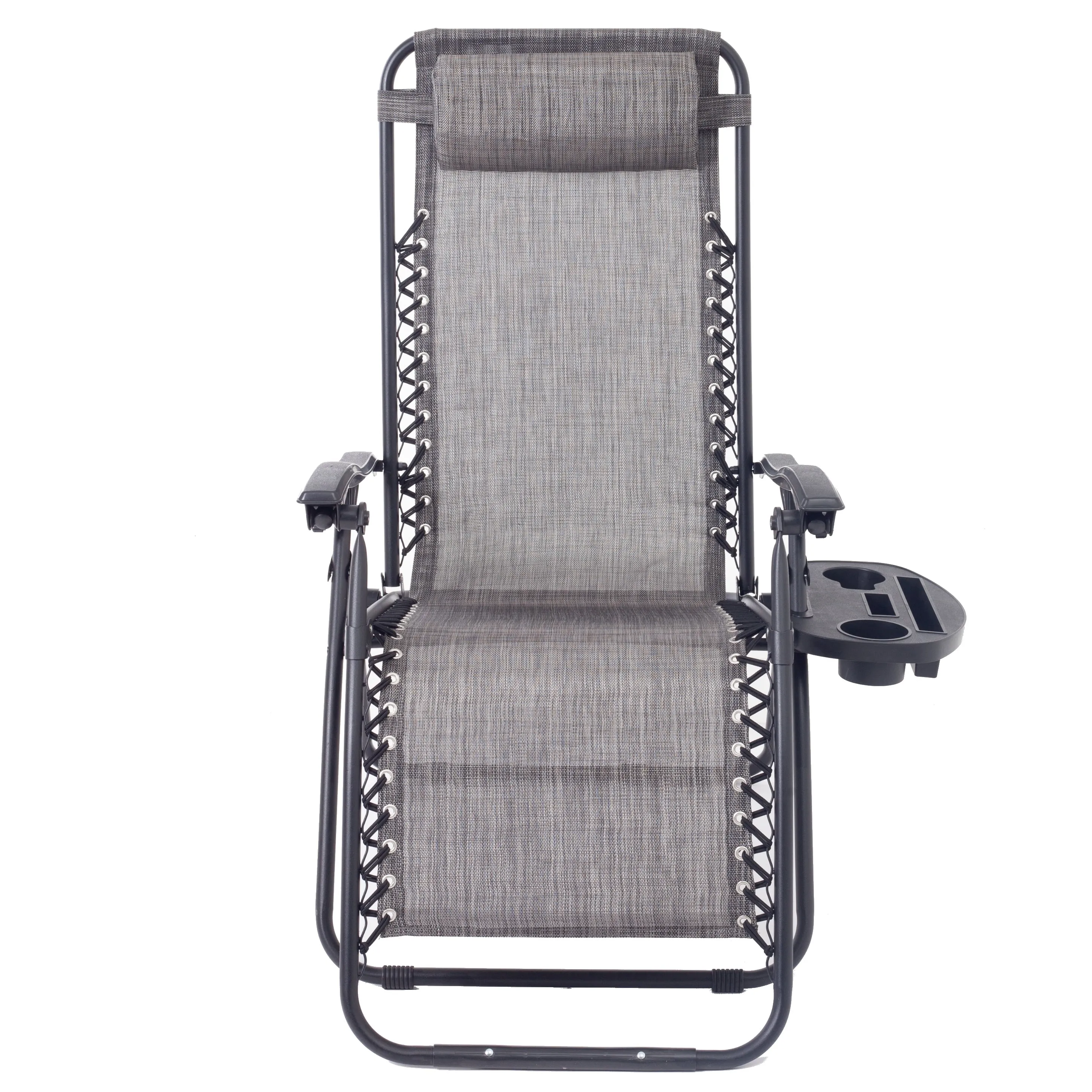 BTExpert Zero Gravity Chair Case Lounge Outdoor Patio Beach Yard Garden With Utility Tray Cup Holder Gray Set of 2