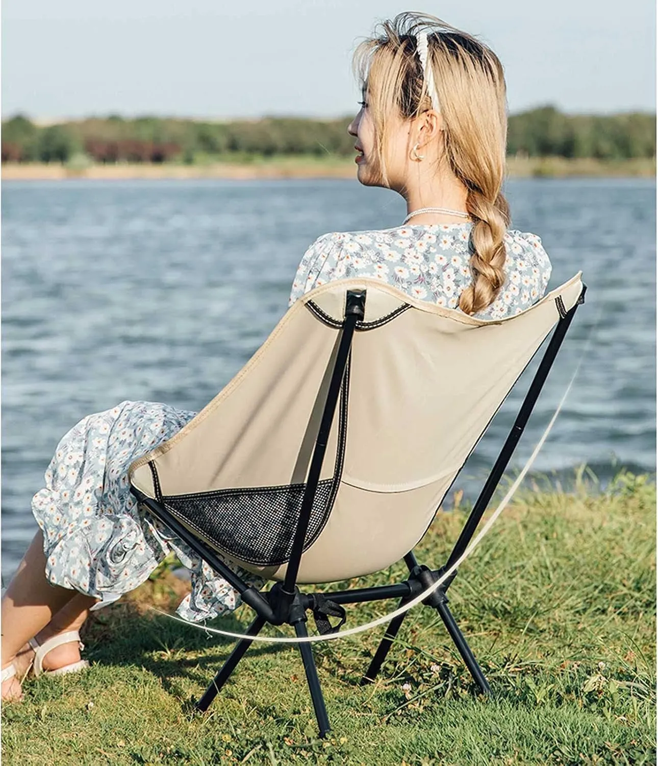 BTZHY Recliner Chair,2 Foldable Fishing Chairs,Portable Camping Chairs,Compact Lightweight Moon Chair,Outdoor Seat,for Picnics,Hiking,Garden.