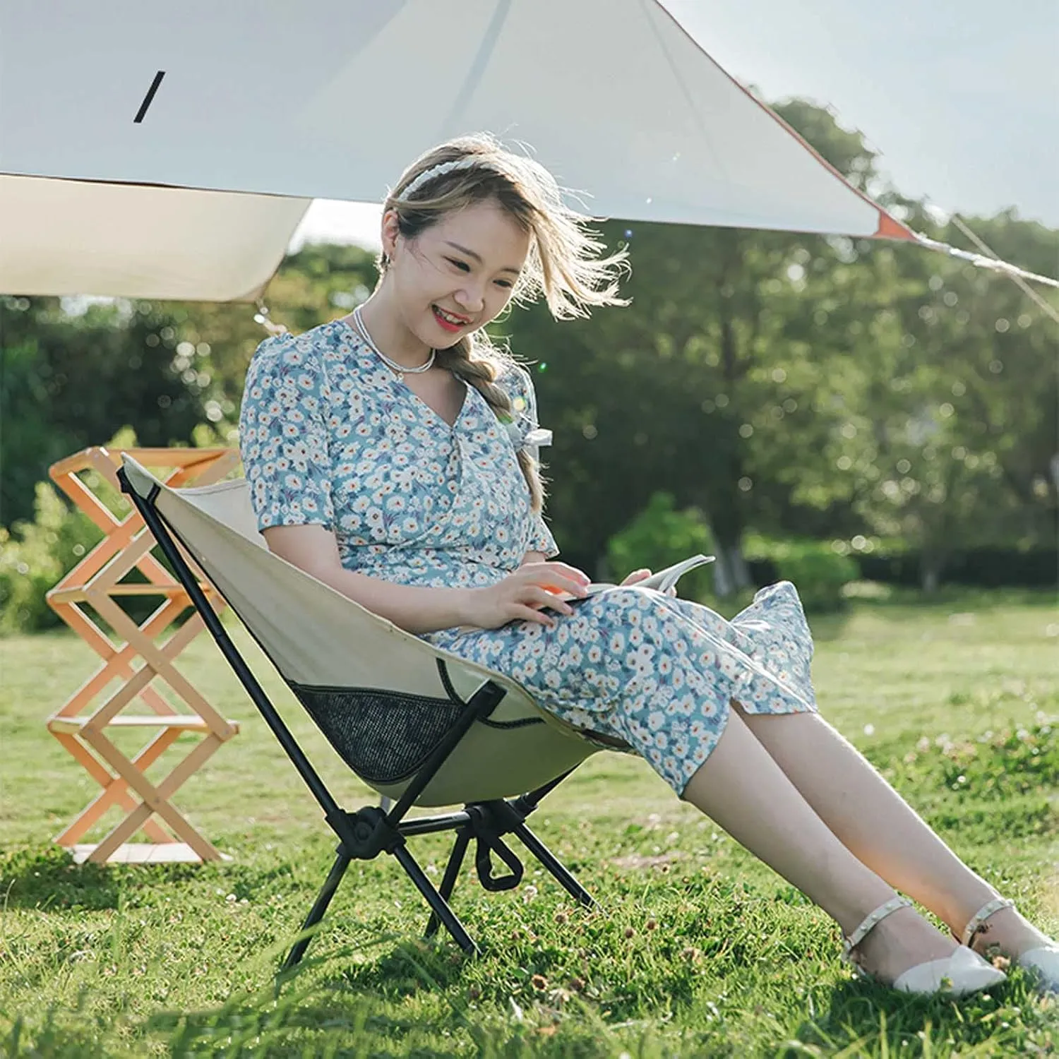 BTZHY Recliner Chair,2 Foldable Fishing Chairs,Portable Camping Chairs,Compact Lightweight Moon Chair,Outdoor Seat,for Picnics,Hiking,Garden.
