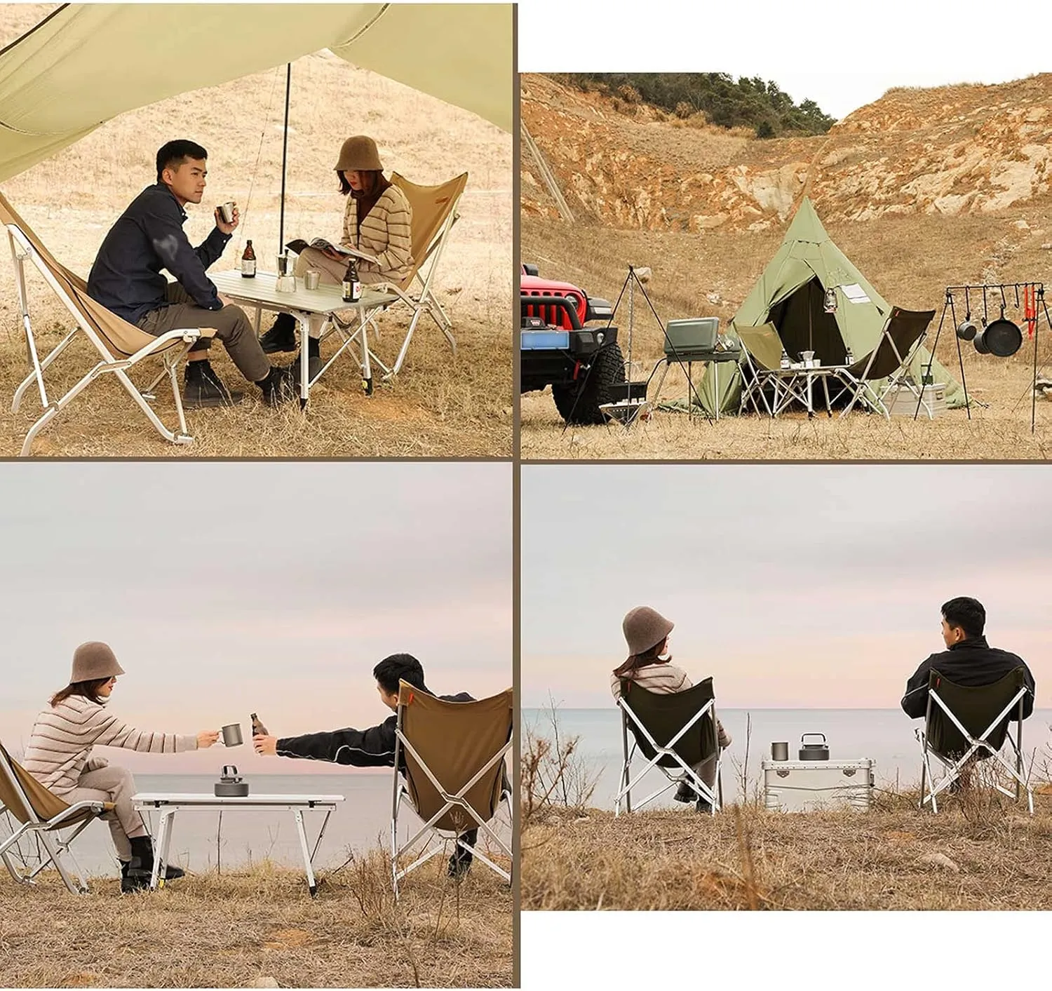 BTZHY Recliner Chair,Foldable Moon Chair with Backrest,Portable Fishing Chair,Outdoor Camping Seat,Aluminum Alloy Bracket,Green,Yellow,for Beach,Lawn,Picnic,Hiking.