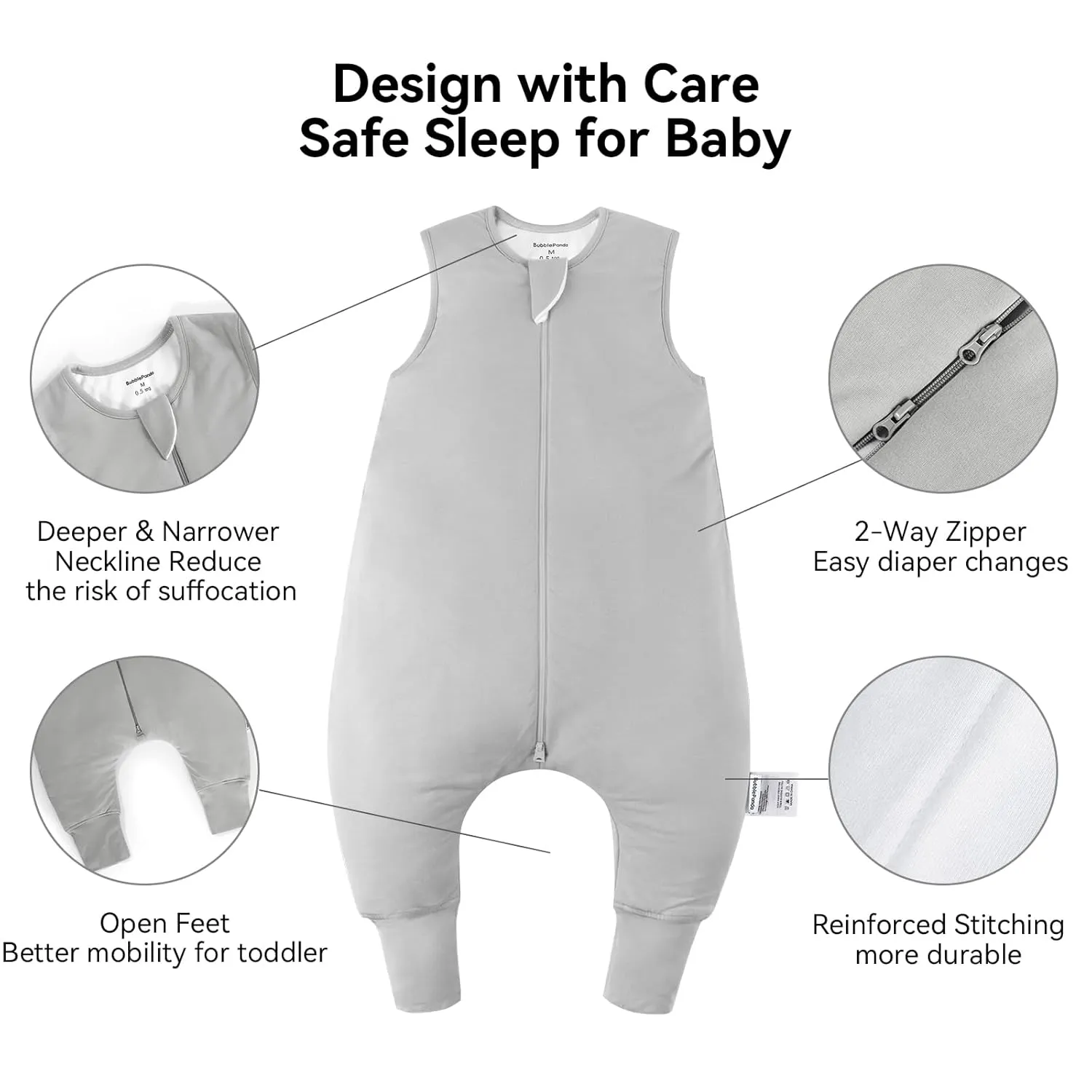 BubblePanda Rayon Made from Bamboo Toddler Sleep Sack with Feet 24-36 Months 0.5 Tog Ultra Soft Toddler Sleeping Sack 2t-3t Baby Sleep Bag Walker Wearable Blanket with Legs 2-Way Zipper Lightweight