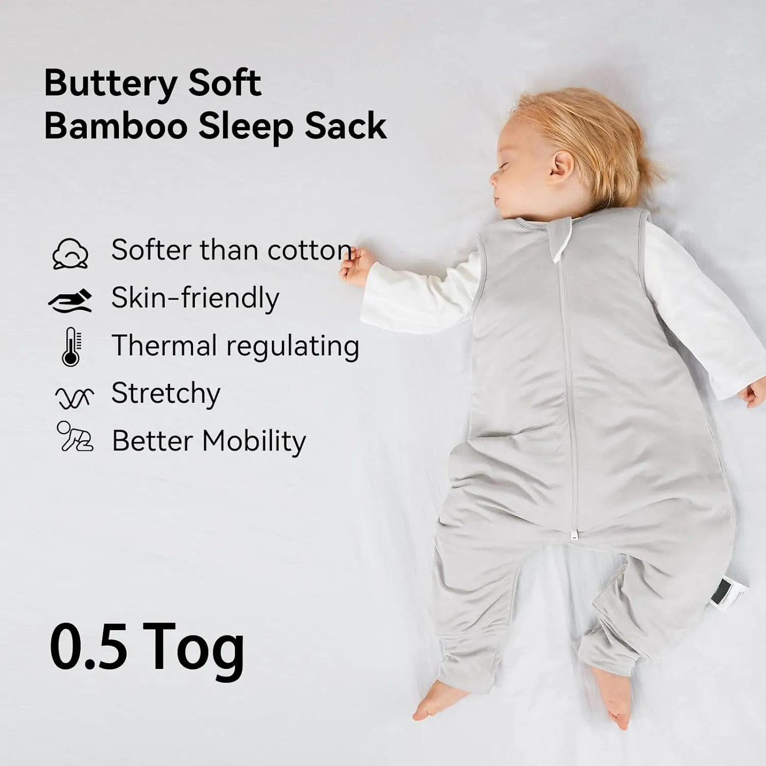BubblePanda Rayon Made from Bamboo Toddler Sleep Sack with Feet 24-36 Months 0.5 Tog Ultra Soft Toddler Sleeping Sack 2t-3t Baby Sleep Bag Walker Wearable Blanket with Legs 2-Way Zipper Lightweight