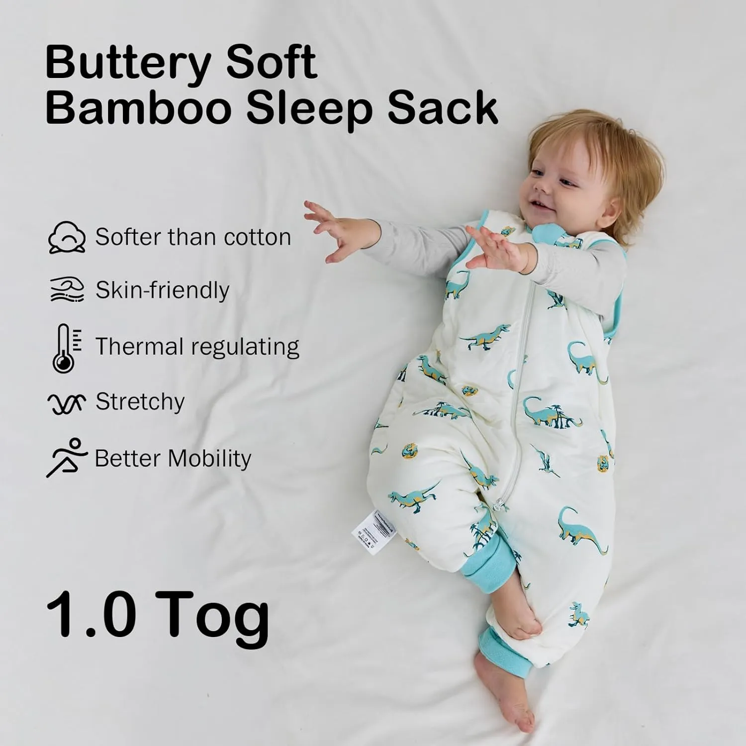 BubblePanda Rayon Made from Bamboo Toddler Sleep Sack with Feet 24-36 Months 1.0 Tog Ultra Soft Toddler Sleeping Sack 2t-3t Sleep Bag Walker Quilted Wearable Blanket with Legs 2-Way Zipper Lightweight
