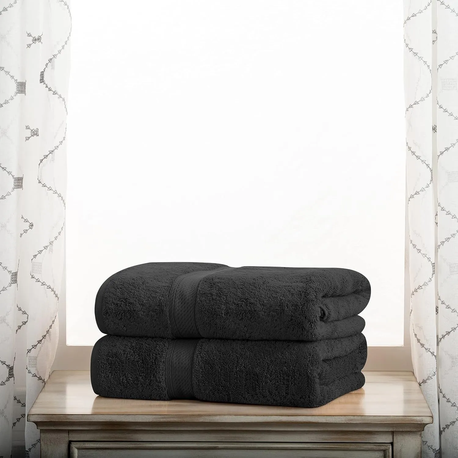 Buckingham Egyptian Cotton Solid 2-Piece Towel Set, Bath Towels, Black