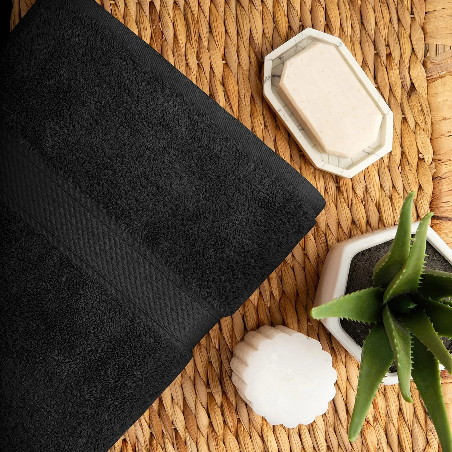 Buckingham Egyptian Cotton Solid 2-Piece Towel Set, Bath Towels, Black