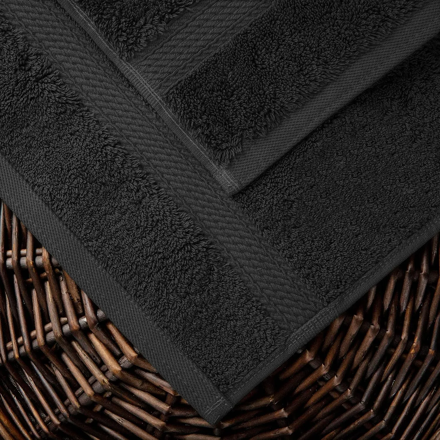 Buckingham Egyptian Cotton Solid 2-Piece Towel Set, Bath Towels, Black