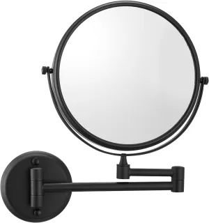 BWE Wall Mounted Makeup Mirror 1X/10X Magnification 360° Swivel Extendable Vanity Mirror 7.87" Double Sided Bathroom Mirror for Makeup or Shaving Matte Black
