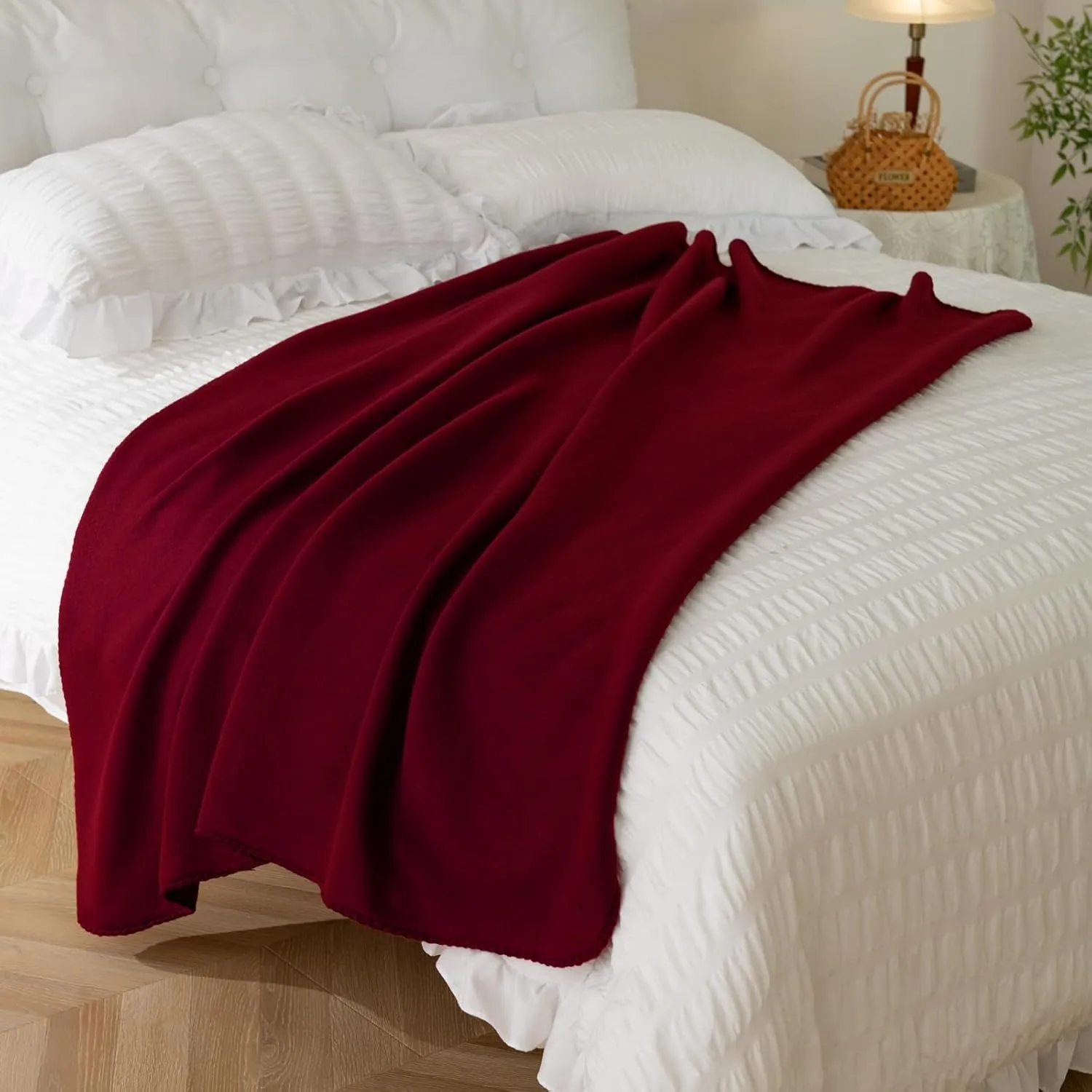 CAI TENG Blankets&Throws Fleece Throw Blanket Bulk Grey 50x60 inch Blanket for Couch Bed Kids Dorms Red Christmas Deco Blankets Soft Cozy Travel Blankets Lightweight Small Throws 15 Pack Burgundy