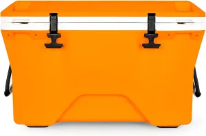Camco Currituck Tangerine and White 30 Quart Cooler - Rugged Exterior Made for Camping, Hunting, Fishing and Tailgating - Comes with Cooler Basket (51757)
