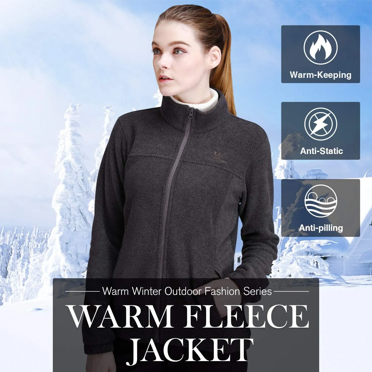 CAMEL CROWN Women Full Zip Fleece Jackets with Pockets Soft Polar Fleece Coat Jacket Sweater for Spring Outdoor