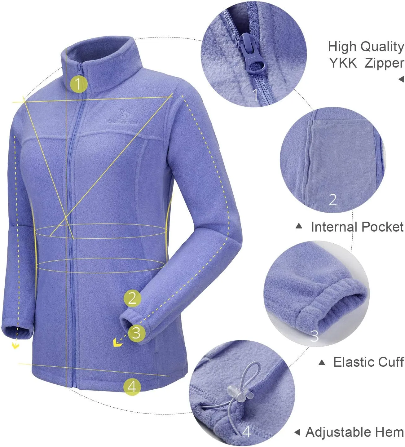 CAMEL CROWN Women Full Zip Fleece Jackets with Pockets Soft Polar Fleece Coat Jacket Sweater for Spring Outdoor