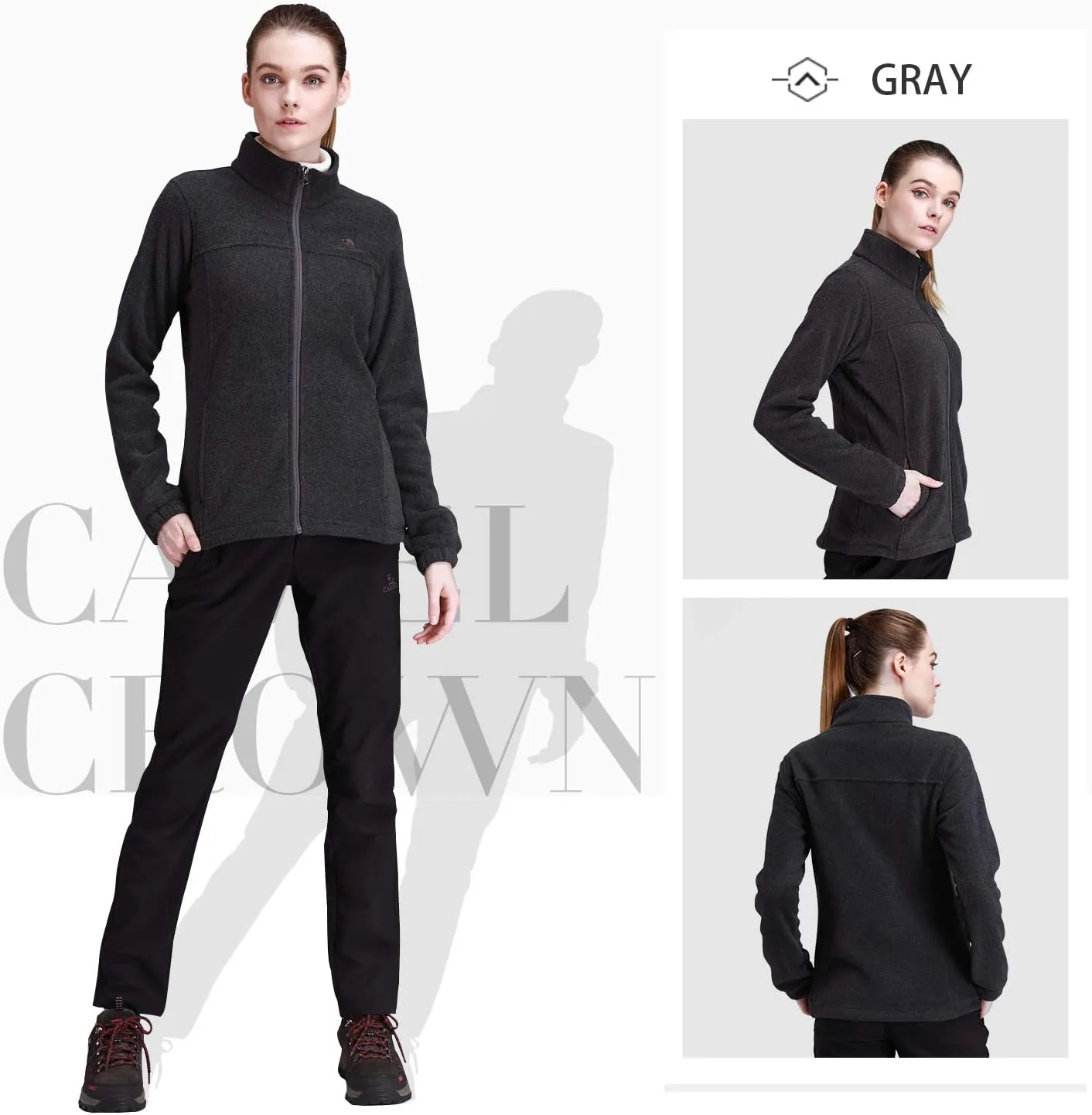 CAMEL CROWN Women Full Zip Fleece Jackets with Pockets Soft Polar Fleece Coat Jacket Sweater for Spring Outdoor