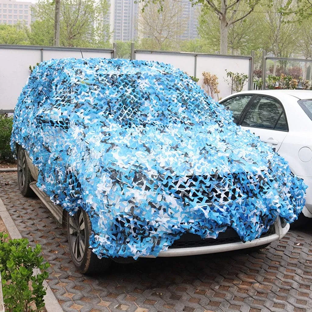 Camo Netting Military UV Resistant Shade Camouflage Net Sunscreen Nets for Wildlife Hunting, Photography, Car Sun Shade, Leisure Camping, Bars - Blue