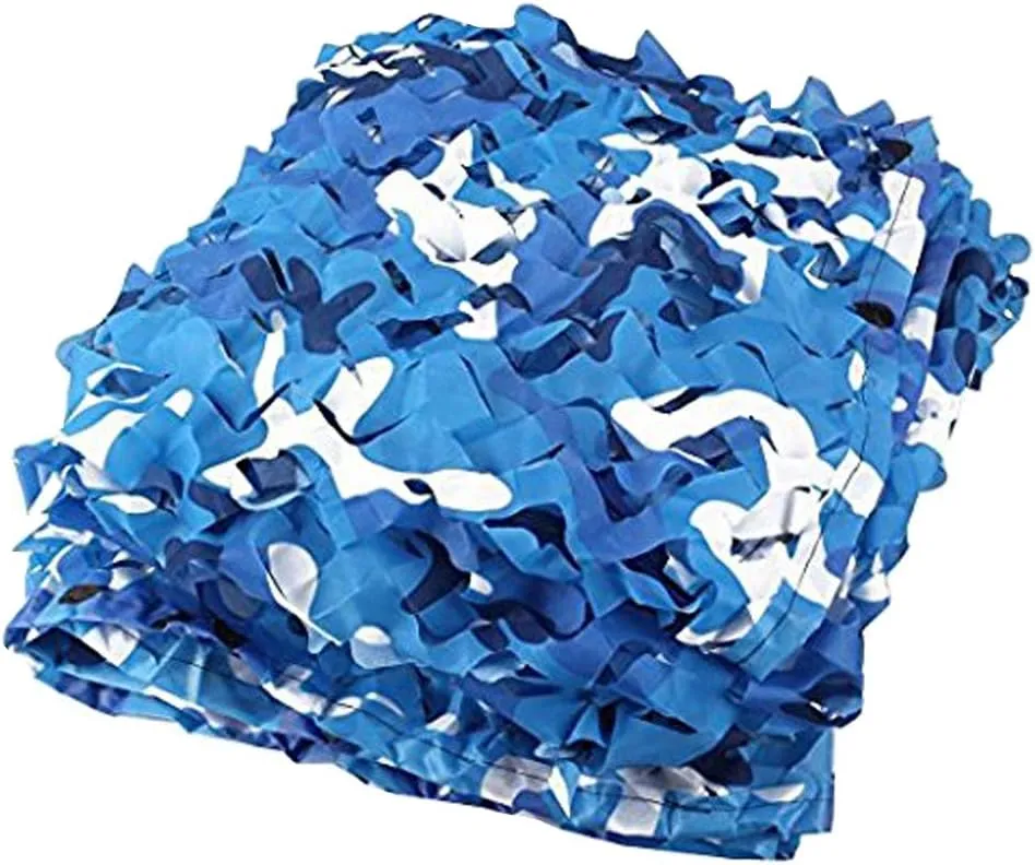 Camo Netting Military UV Resistant Shade Camouflage Net Sunscreen Nets for Wildlife Hunting, Photography, Car Sun Shade, Leisure Camping, Bars - Blue