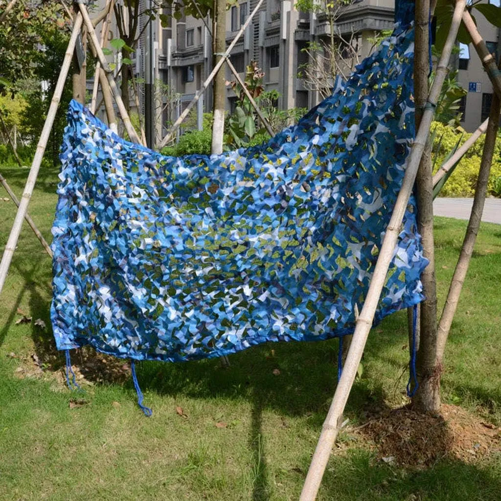 Camo Netting Military UV Resistant Shade Camouflage Net Sunscreen Nets for Wildlife Hunting, Photography, Car Sun Shade, Leisure Camping, Bars - Blue