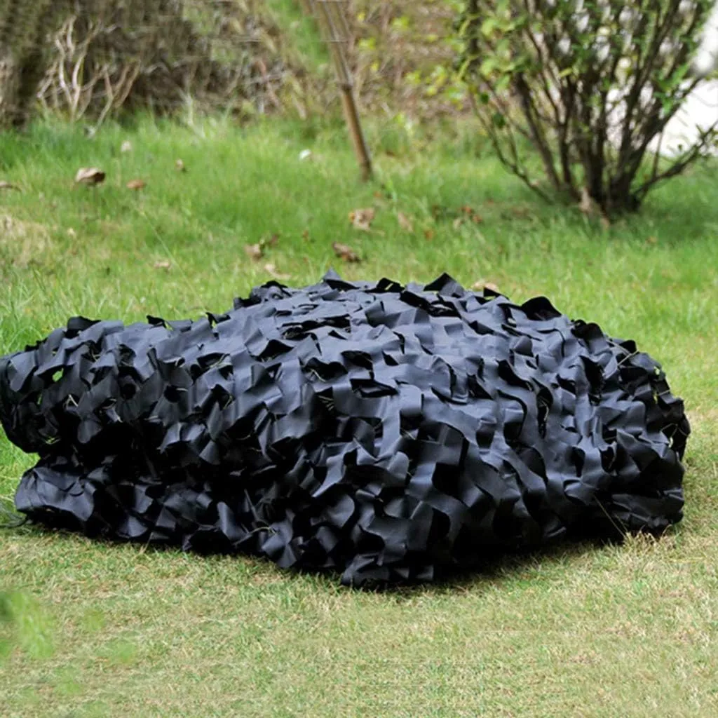 Camouflage Netting for Kids UV Resistant Shade Army Mesh Nets Outdoor Camping Military Hunting Shooting Blind Watching Hide Party Decorations - Black