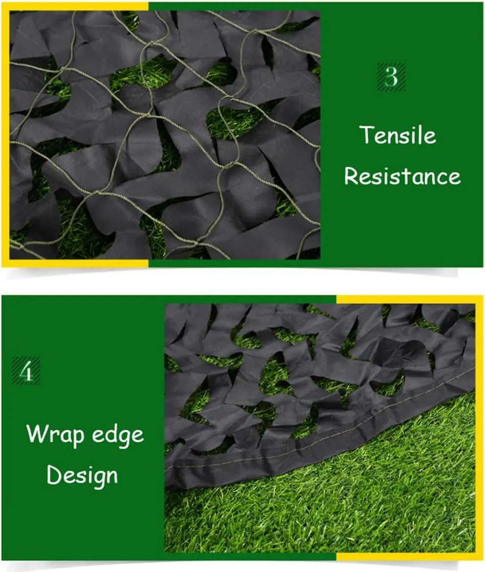 Camouflage Netting for Kids UV Resistant Shade Army Mesh Nets Outdoor Camping Military Hunting Shooting Blind Watching Hide Party Decorations - Black