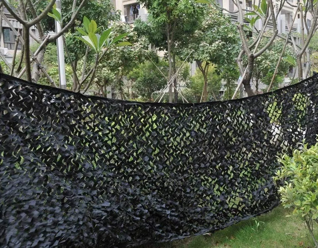 Camouflage Netting for Kids UV Resistant Shade Army Mesh Nets Outdoor Camping Military Hunting Shooting Blind Watching Hide Party Decorations - Black