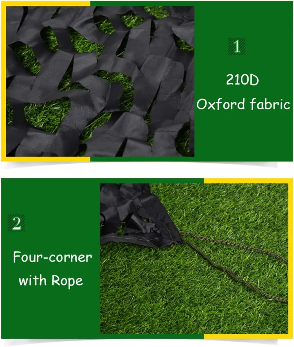Camouflage Netting for Kids UV Resistant Shade Army Mesh Nets Outdoor Camping Military Hunting Shooting Blind Watching Hide Party Decorations - Black
